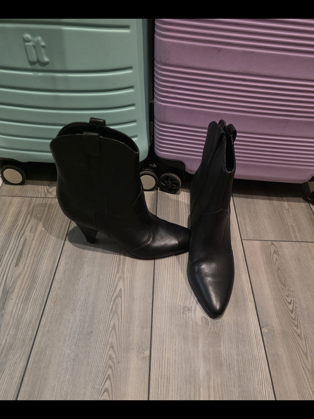 Marc Fisher Black Pointed-Toe Ankle Heeled Boots